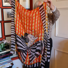 Load image into Gallery viewer, Vintage 2003 Long MOSCHINO Larioseta Como Olive Oyl Silk Scarf (with Original Orange Label)
