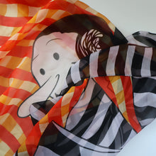 Load image into Gallery viewer, Vintage 2003 Long MOSCHINO Larioseta Como Olive Oyl Silk Scarf (with Original Orange Label)
