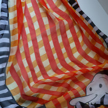Load image into Gallery viewer, Vintage 2003 Long MOSCHINO Larioseta Como Olive Oyl Silk Scarf (with Original Orange Label)
