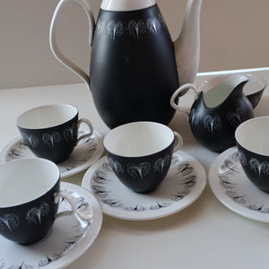 Fine 1950s FOLEY DOMINO Bone China Coffee Set. Designed by Hazel Thumpson