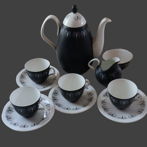 Fine 1950s FOLEY DOMINO Bone China Coffee Set. Designed by Hazel Thumpson