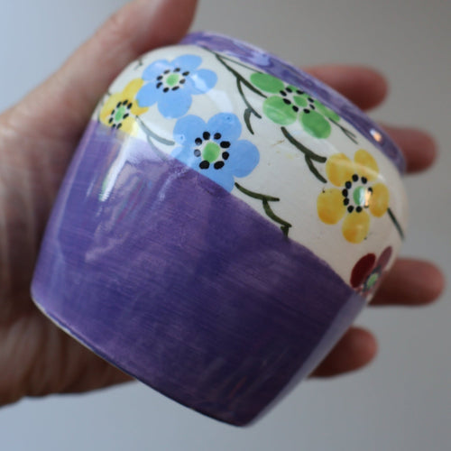 SCOTTISH POTTERY. Sweet Little 1920s BOUGH Ceramic Pot or Miniature Vase. Pretty Hand Painted Floral Design