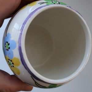 SCOTTISH POTTERY. Sweet Little 1920s BOUGH Ceramic Pot or Miniature Vase. Pretty Hand Painted Floral Design