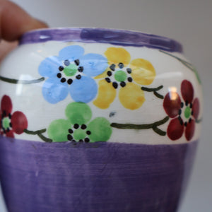 SCOTTISH POTTERY. Sweet Little 1920s BOUGH Ceramic Pot or Miniature Vase. Pretty Hand Painted Floral Design