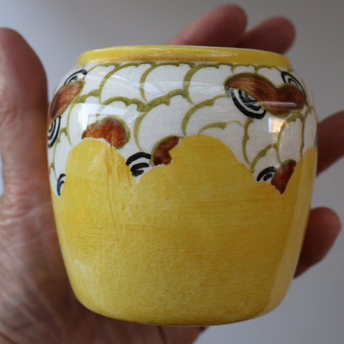 SCOTTISH POTTERY. Sweet Little 1920s BOUGH Ceramic Pot or Miniature Vase. Pretty Hand Painted Floral Design