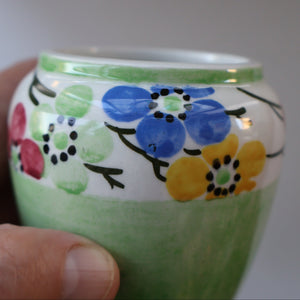 SCOTTISH POTTERY. Sweet Little 1920s BOUGH Ceramic Pot or Miniature Vase. Pretty Hand Painted Floral Design