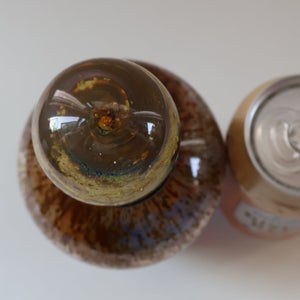 1970s Isle of Wight AURENE Bottle Vase with Large Ball Stopper by Michael Harris with Flame Pontil