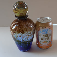 Load image into Gallery viewer, 1970s Isle of Wight AURENE Bottle Vase with Large Ball Stopper by Michael Harris with Flame Pontil
