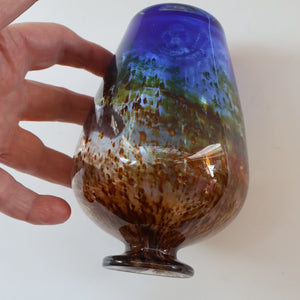 1970s Isle of Wight AURENE Bottle Vase with Large Ball Stopper by Michael Harris with Flame Pontil