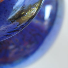 Load image into Gallery viewer, LARGE 1970s Isle of Wight Blue AURENE Globular Studio Glass by Michael Harris with Flame Pontil and Paper Label
