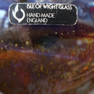 LARGE 1970s Isle of Wight Blue AURENE Globular Studio Glass by Michael Harris with Flame Pontil and Paper Label