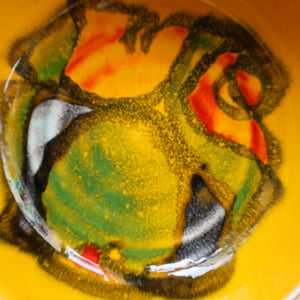 1960s Yellow POOLE Delphis Shallow Dish or Bowl. Fantastic Abstract Design 