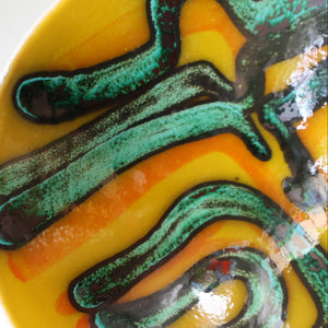 1960s Yellow POOLE Delphis Shallow Dish or Bowl. Fantastic Abstract Design