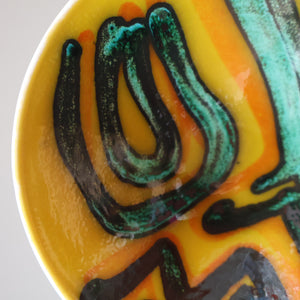 1960s Yellow POOLE Delphis Shallow Dish or Bowl. Fantastic Abstract Design