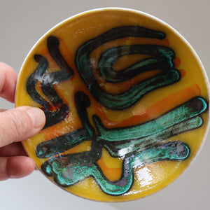 1960s Yellow POOLE Delphis Shallow Dish or Bowl. Fantastic Abstract Design