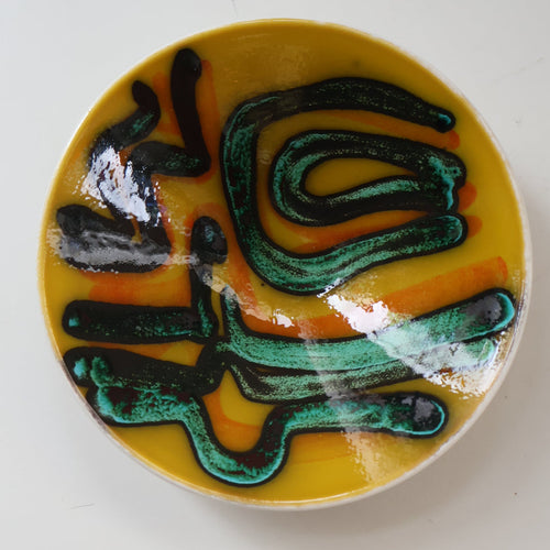 1960s Yellow POOLE Delphis Shallow Dish or Bowl. Fantastic Abstract Design