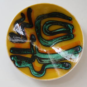 1960s Yellow POOLE Delphis Shallow Dish or Bowl. Fantastic Abstract Design