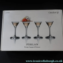 Load image into Gallery viewer, 2009. Set of Four Orrefors Stemmed Schnapps Glasses. Designed by Ingegerd Raman - Scandinavian Glass
