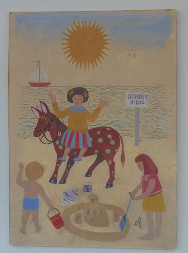 NAIVE SCHOOL. Vintage 1950s Seaside Illustration for a Child's Book. Watercolour - with Assocated Published Image
