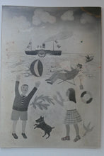 Load image into Gallery viewer, NAIVE SCHOOL. Vintage 1950s Seaside Illustration for a Child&#39;s Book. Watercolour - with Assocated Published Image
