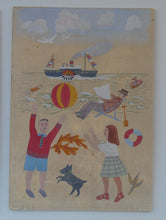 Load image into Gallery viewer, NAIVE SCHOOL. Vintage 1950s Seaside Illustration for a Child&#39;s Book. Watercolour - with Assocated Published Image
