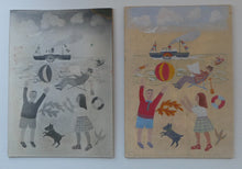 Load image into Gallery viewer, NAIVE SCHOOL. Vintage 1950s Seaside Illustration for a Child&#39;s Book. Watercolour - with Assocated Published Image
