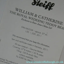Load image into Gallery viewer, 2011 Limited Edition Royal Wedding Catherine Bear with Gold Nose. BOXED
