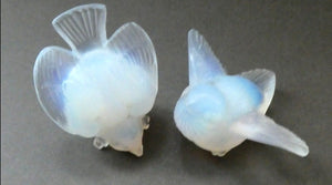 THREE Vintage French 1930s SABINO GLASS Birds. Two Pecking Birds & One with Outstretched Wings