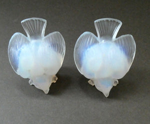 THREE Vintage French 1930s SABINO GLASS Birds. Two Pecking Birds & One with Outstretched Wings