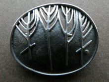 Load image into Gallery viewer, 1990s OLA GORIE Silver Brooch: Ingibiorg Oval RUNIC Brooch with Pierced Tree Motif
