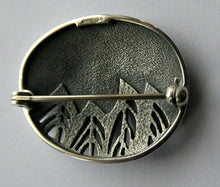 Load image into Gallery viewer, 1990s OLA GORIE Silver Brooch: Ingibiorg Oval RUNIC Brooch with Pierced Tree Motif
