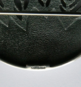 1990s OLA GORIE Silver Brooch: Ingibiorg Oval RUNIC Brooch with Pierced Tree Motif