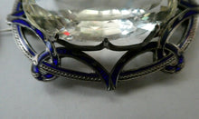 Load image into Gallery viewer, Antique Victorian Silver and Blue Enamel Brooch with Large Faceted Paste Stone
