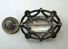 Load image into Gallery viewer, Antique Victorian Silver and Blue Enamel Brooch with Large Faceted Paste Stone
