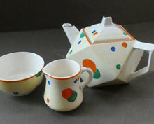 Load image into Gallery viewer, 1930s Hancock&#39;s Ivory Ware ART DECO Miniature or Cabinet Tea Set Embellished with Random Multi-Colour Dots
