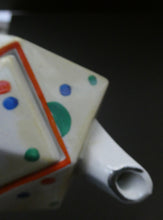 Load image into Gallery viewer, 1930s Hancock&#39;s Ivory Ware ART DECO Miniature or Cabinet Tea Set Embellished with Random Multi-Colour Dots
