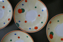 Load image into Gallery viewer, 1930s Hancock&#39;s Ivory Ware ART DECO Miniature or Cabinet Tea Set Embellished with Random Multi-Colour Dots
