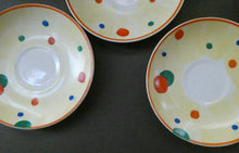 Load image into Gallery viewer, 1930s Hancock&#39;s Ivory Ware ART DECO Miniature or Cabinet Tea Set Embellished with Random Multi-Colour Dots
