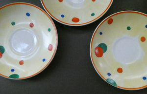 1930s Hancock's Ivory Ware ART DECO Miniature or Cabinet Tea Set Embellished with Random Multi-Colour Dots