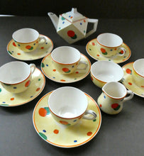 Load image into Gallery viewer, 1930s Hancock&#39;s Ivory Ware ART DECO Miniature or Cabinet Tea Set Embellished with Random Multi-Colour Dots
