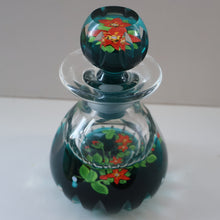 Load image into Gallery viewer, Large SCOTTISH Caithness Whitefriars Glass PERFUME BOTTLE. 1980s Red Clementis Design with Butterfly Cane
