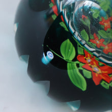 Load image into Gallery viewer, Large SCOTTISH Caithness Whitefriars Glass PERFUME BOTTLE. 1980s Red Clementis Design with Butterfly Cane
