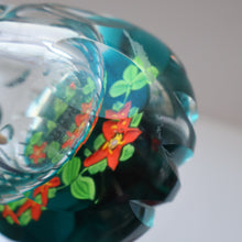 Load image into Gallery viewer, Large SCOTTISH Caithness Whitefriars Glass PERFUME BOTTLE. 1980s Red Clementis Design with Butterfly Cane
