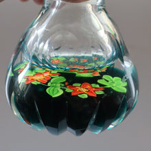 Load image into Gallery viewer, Large SCOTTISH Caithness Whitefriars Glass PERFUME BOTTLE. 1980s Red Clementis Design with Butterfly Cane
