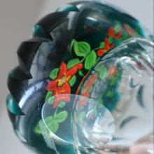 Load image into Gallery viewer, Large SCOTTISH Caithness Whitefriars Glass PERFUME BOTTLE. 1980s Red Clementis Design with Butterfly Cane
