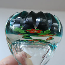 Load image into Gallery viewer, Large SCOTTISH Caithness Whitefriars Glass PERFUME BOTTLE. 1980s Red Clementis Design with Butterfly Cane
