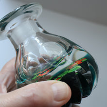 Load image into Gallery viewer, Large SCOTTISH Caithness Whitefriars Glass PERFUME BOTTLE. 1980s Red Clementis Design with Butterfly Cane
