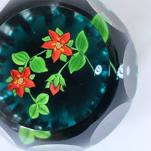 Load image into Gallery viewer, SCOTTISH Caithness Whitefriars Glass Paperweight. 1980s Red Clementis Design with Butterfly Cane
