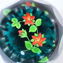 Load image into Gallery viewer, SCOTTISH Caithness Whitefriars Glass Paperweight. 1980s Red Clementis Design with Butterfly Cane
