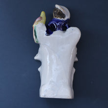 Load image into Gallery viewer, Antique STAFFORDSHIRE Figurine. Little Child in Kilt Standing on a Chair. A Pheasant Perching on Chair Back
